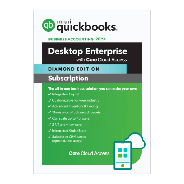 Intuit QuickBooks Desktop Enterprise 2024 Diamond with Core Cloud