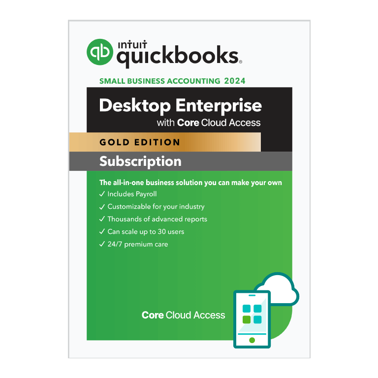 Intuit QuickBooks Desktop Enterprise 2024 Gold with Core Cloud Access