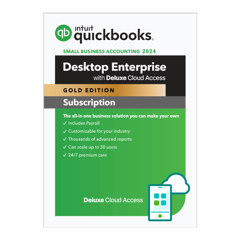 Intuit QuickBooks Desktop Enterprise 2024 Gold with Deluxe Cloud Access Accounting America Inc